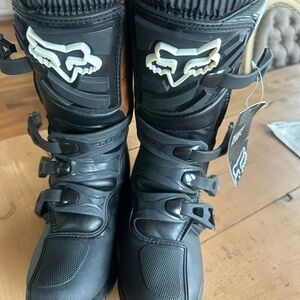 Fox Kids Black and Tan Motorcycle Boots
